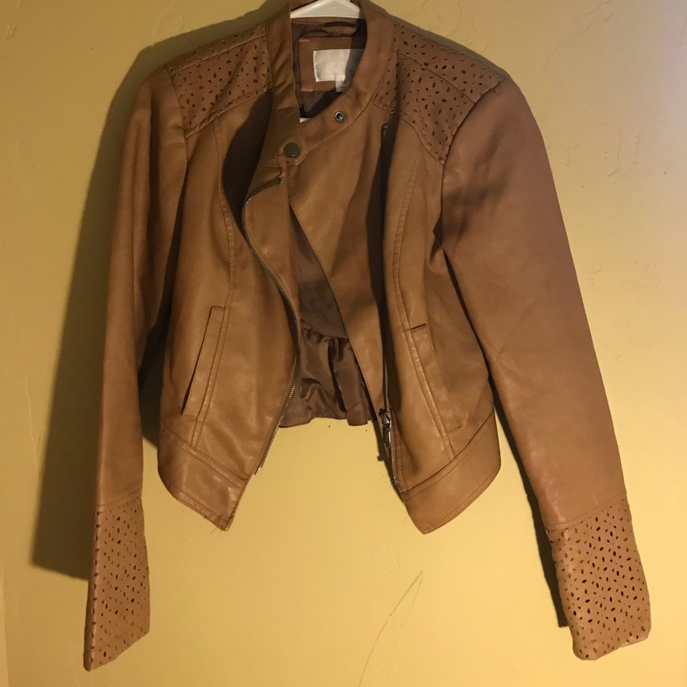 Beige Faux Leather Jacket